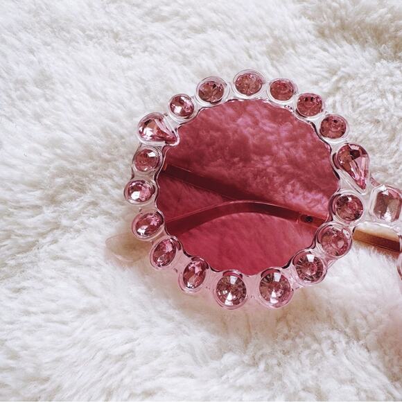 Diana Pink Round Crystal Embellished Sunglasses - Picture 2 of 9